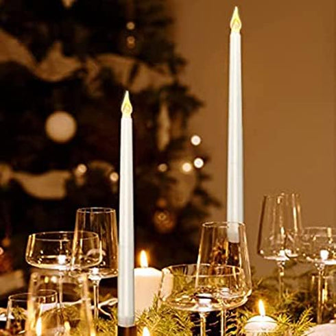 Pssopp 2pcs LED Taper Candles, Flameless Electronic Candle Light for Festivals and Parties