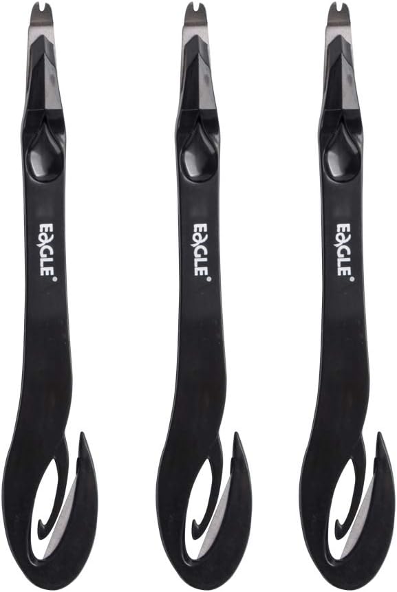 Eagle Staple Remover, Push-Style Staple Puller with Built-in Letter Opener, 3-Pack, Black