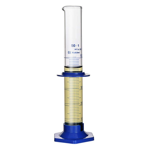 Thick Glass Graduated Cylinder, Measuring Liquid Lab Cylinder with Anti-falling Base and Bumper Guards (50ML)