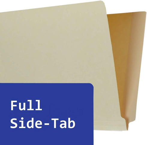 The File King Full Side Tab Manila File Folder with Two Fasteners, Letter Size, Box of 50, USA Made