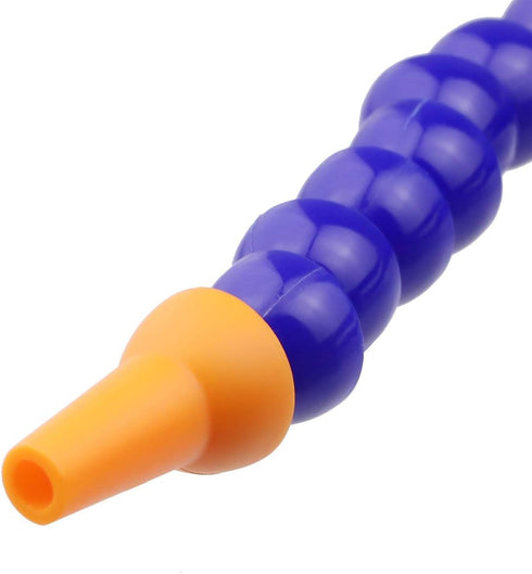 Pack of 10 Round Nozzle, 3/8 PT Plastic Flexible Oil Coolant Pipe Hose, Blue Orange