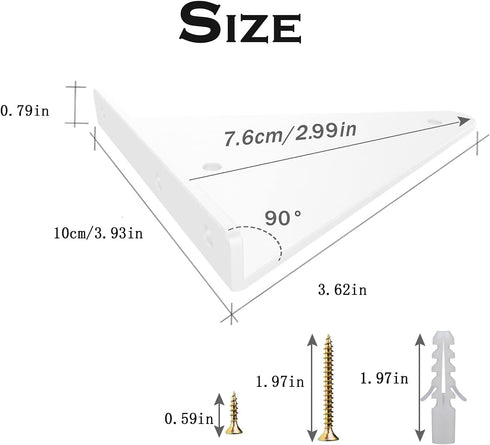 4 3 inches 4 2 inches White Floating Shelf Bracket x for Small Floating Wood Shelves, Pcs Small Triangle Shelf Brackets