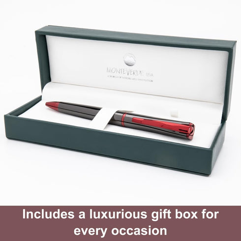 Monteverde Impressa Ballpoint Pen, Gun Metal with Red Trim, Refillable with Parker Style Refills