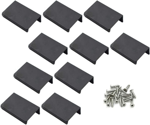 LC LICTOP 50mm/1.96" Flat Black Aluminum Finger Edge Pull Concealed Handle for Home Kitchen Door Drawer Cabinet (10PCS)