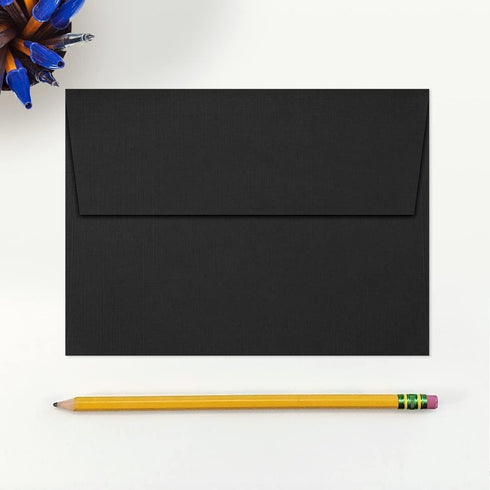 LUXPaper A7 Invitation Envelopes, Black Linen, 5 1/4" x 7 1/4", 80lb Text, 250 Qty, Peel & Press