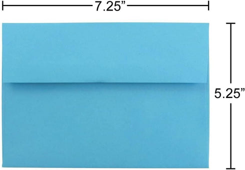 JAM PAPER A7 Colored Invitation Envelopes - 50/Pack - 5 1/4 x 7 1/4 - Blue Recycled