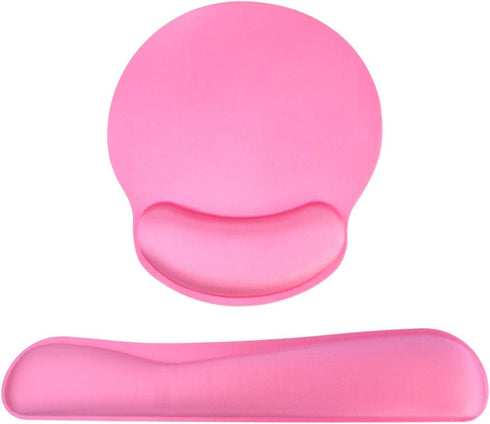 Keyboard Wrist Rest Pad and Mouse Pad Set, Memory Foam for Comfortable Typing & Wrist Pain Relief, Rose Pink