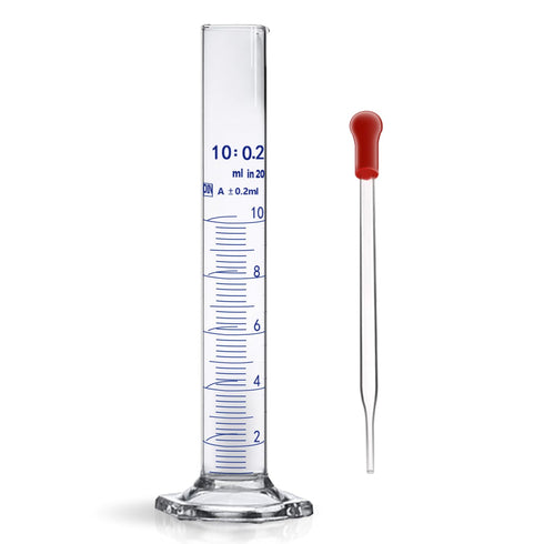Thick Glass Graduated Cylinder, 10ML Measuring Liquid Lab Hexagon Base with One Glass Dropper (Glass)