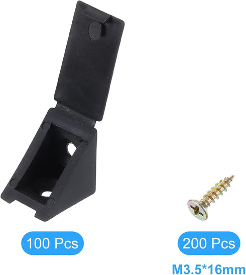 100 90 20x17x20mm uxcell Pcs Degree Plastic Corner Braces, Shelf Right Angle Brackets with Screws for Cabinets