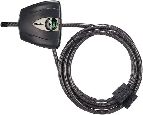 Master Lock Black Python Bike Lock with Key, 6 Feet Long, Adjustable Metal Cable Lock