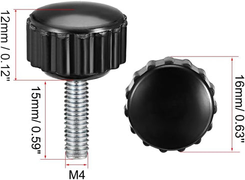 uxcell 6pcs Knurled Clamping Knobs, M4 x 15mm Metric Zinc Plated Carbon Steel Thumb Screw