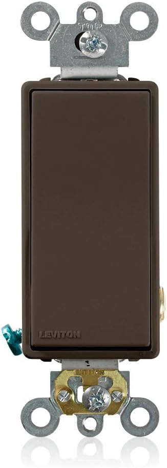 Leviton 5621-2 20-Amp 120/277-Volt Decora Plus Rocker Single-Pole AC Quiet Switch, Brown