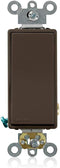 Leviton 5621-2 20-Amp 120/277-Volt Decora Plus Rocker Single-Pole AC Quiet Switch, Brown