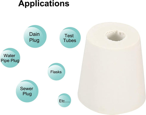 MECCANIXITY Rubber Tapered Plug 22mm to 28mm with Hole Test Tubes Bungs Stopper White for Lab Home, 5 Pieces
