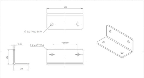 4 x Angled L Brackets, Clear Right Angle Bracket, Polished Clear Transparent Acrylic + 20x M5 Bolts, Corner