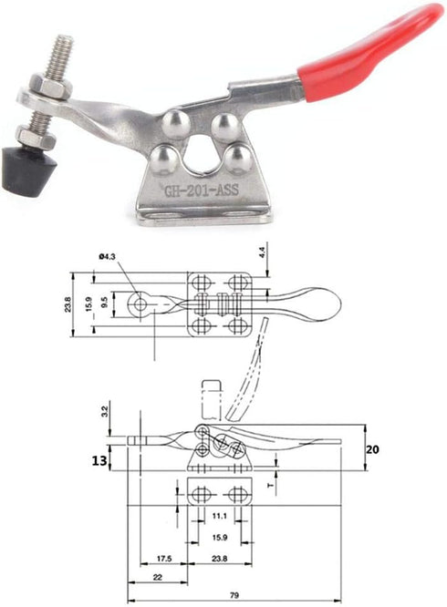 2pcs Toggle Clamps, 304 Stainless Steel, 27KG GH-201-ASS Quick Welding Fixture Hand Tool