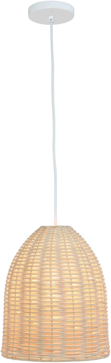 PT1007-NAT Elegant Designs Elongated Coastal Dome Rattan Downlight Pendant, Natural