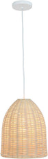 PT1007-NAT Elegant Designs Elongated Coastal Dome Rattan Downlight Pendant, Natural