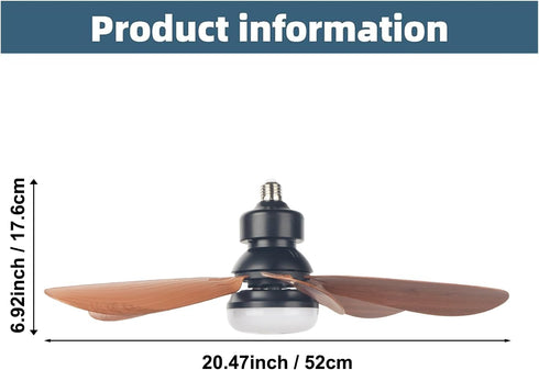 LEDESIGN 3 Dimmable E26/E27 Modern Smart LED Fan Light, Ceiling Fan Light with Remote Control - Modes and Speeds, Screw