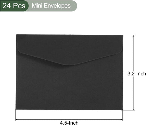 YOKIVE 24pcs Gift Card Envelopes, 11x8cm Mini Envelopes Small Envelopes Credit Card Size Bulk for Thank You Cards Graduation Greeting Wedding Birthday, Black by YOKIVE