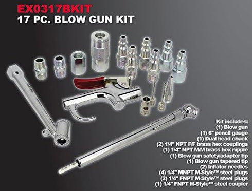 EXELAIR by Milton EX0317BKIT - 17-Piece Blow Gun & Air Accessory Kit