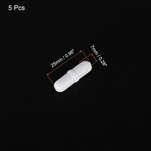 MECCANIXITY Magnetic Stirrer Mixer Stir Bar Rod 25mm(1") x7mm with Ring Shape PTFE Coating Magnet White for Laboratory 5Pcs