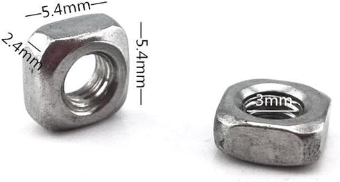 Honbay 100pcs 304 Stainless Steel M3 Square Nuts