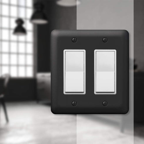 Amerelle 935RRBK Devon Wallplate, 2 Rocker, Steel, Black, 1-Pack by AMERELLE
