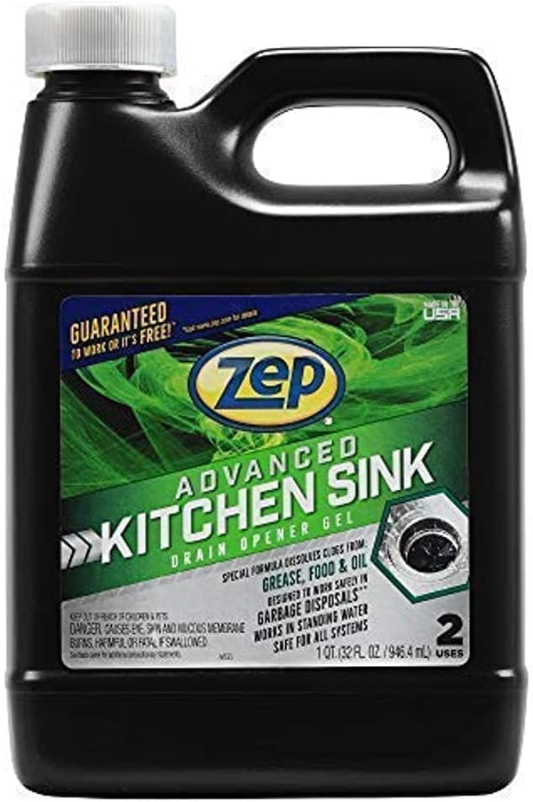 Zep Advanced Kitchen Drain Opener - 32 ounces, Formulated for Grease, Food, and Oil-Safe for Disposal