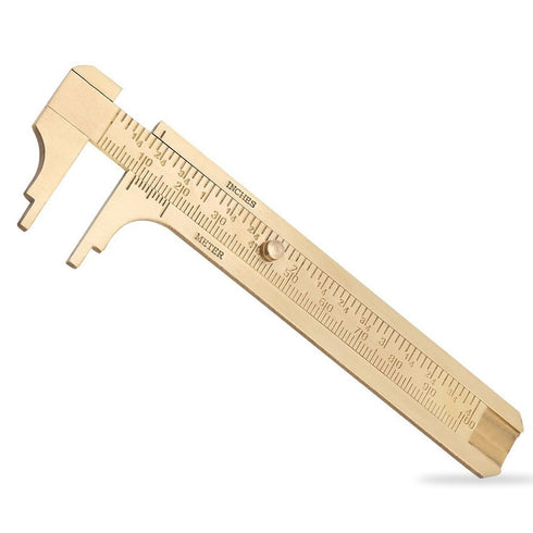 Brass Pocket Caliper - Double Scale Sliding Gauge, Mini Vernier Caliper for Measuring Jewelry