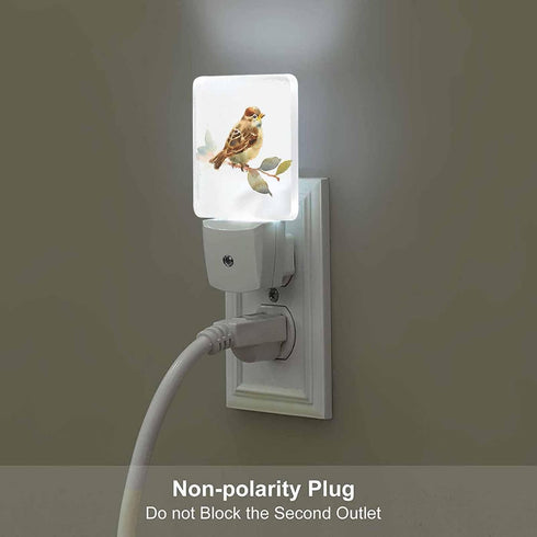 Chrobak LED Night Light Plug into Wall with Dusk to Dawn Light Sensor White Energy Efficient Baby Sparrow Bird