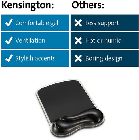 Kensington Duo Gel Mousepad with Wrist Rest, Ergonomic Non-Skid Gel Mouse Pad for Computer, 9.6" x 7.6" (Black)
