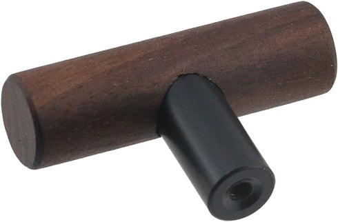 4-Pack 1.97" Antrader Walnut Wood Drawer Pulls, Single Hole T Kitchen/Wardrobe/Cabinet Door Pull Handle with Mounting