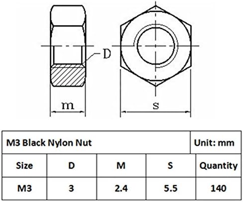 280pcs Metric M3 7-Sizes Nylon Phillips Pan Head Screw Nut Assortment Kit - M3x 6mm to 25mm, Nut Hex M3 (Black)