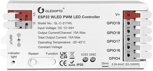 GLEDOPTO ESP32 PWM WLED LED Controller 5 Modes in 1 DC 12-24V