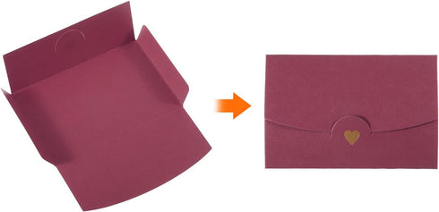 PATIKIL Mini Envelopes, 12 Pack Small Gift Card Holders for Wedding Birthday Invitations, Retro Gold Heart (Purple Red)