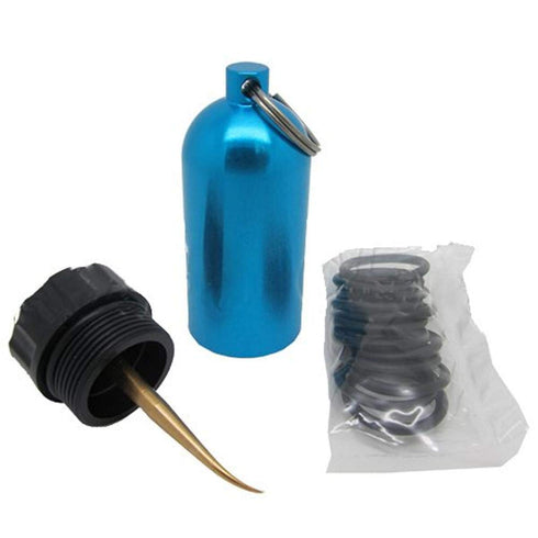 Scuba Choice Mini Tank Key Ring, Blue; Includes Brass O-Ring Pick & 10 O-Rings, Compact Durable Design