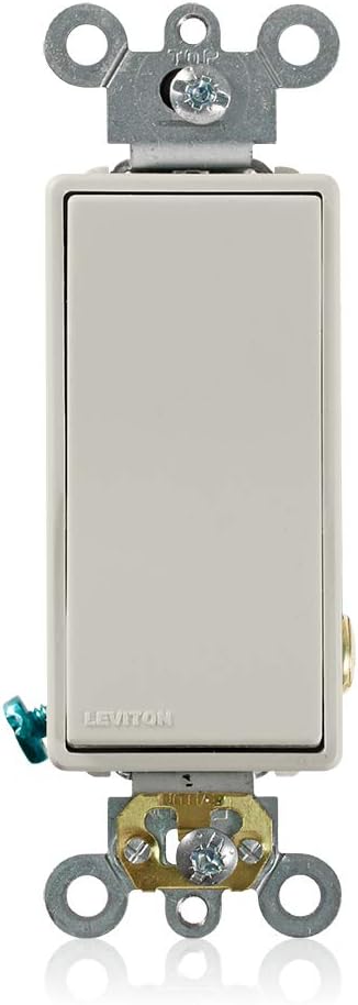 Leviton 5691-2T 15 Amp, 120/277 Volt, Decora Plus Rocker Single-Pole AC Quiet Switch, Commercial Grade, Light Almond,Gray by Leviton