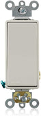 Leviton 5691-2T 15 Amp, 120/277 Volt, Decora Plus Rocker Single-Pole AC Quiet Switch, Commercial Grade, Light Almond,Gray by Leviton