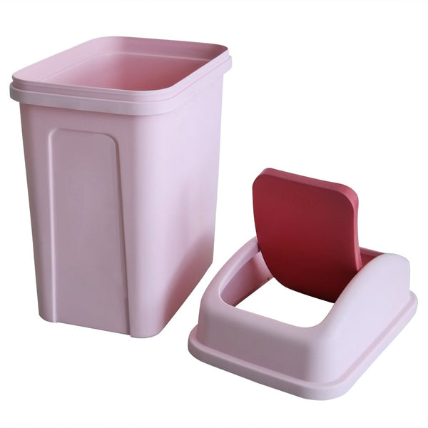 Teyyvn 7 Liter / 1.8 Gallon Plastic Trash Can with Swing Lid (Pink)