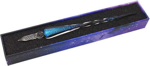 XIAOYU Glass Dip Pen, Vintage Handmade Glass Signature Pen, Starry Sky Crystal Dip Sign Pen