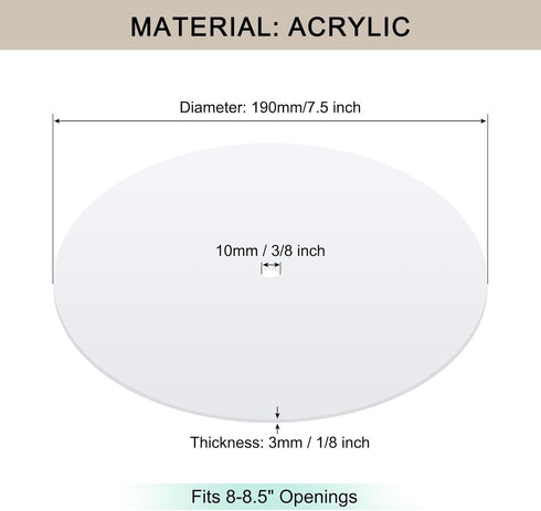 7.5" 3/8" 8-8.5" Round Lampshade Diffuser, Diameter with Center Hole Diffuser Lamp Shade for Drum Style Lampshades