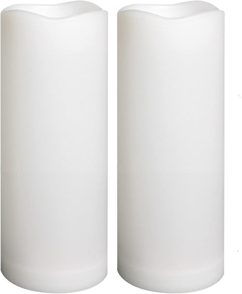 2 Pack Outdoor Waterproof Flameless LED Pillar Candles, 3"x8" Battery Operated Plastic Decorative Electric Candle