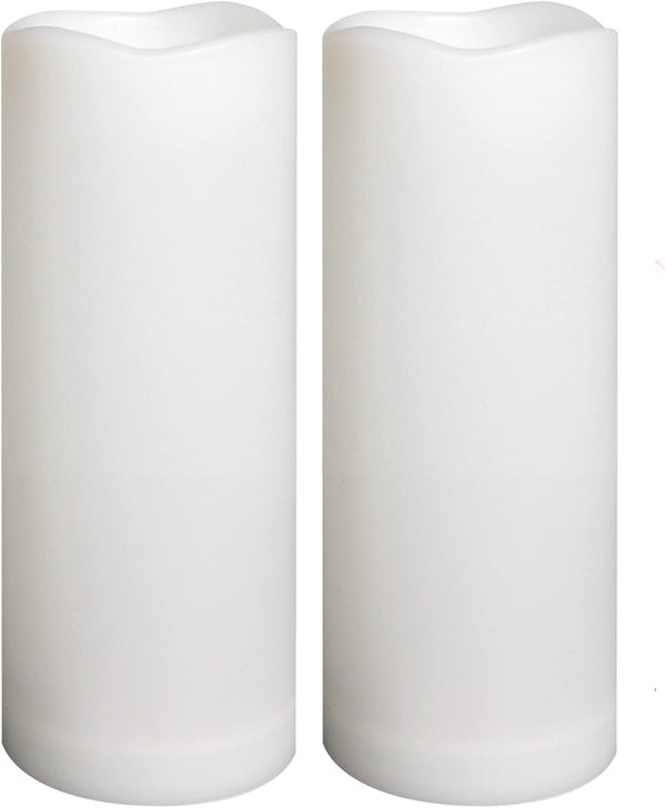 2 Pack Outdoor Waterproof Flameless LED Pillar Candles, 3"x8" Battery Operated Plastic Decorative Electric Candle