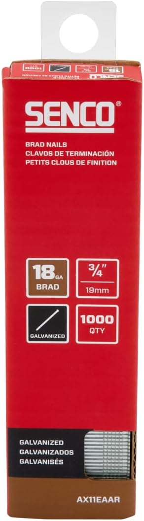 SENCO AX11EAAR 3/4" 18 Gauge Brad Nails, Galvanized Finish 1,000 Count Pack