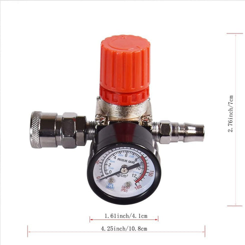 Air Compressor Pressure Regulator with Dial Indicator, 0-175 PSI Air Gauge for Air Tools and Compressor (four-way valve)