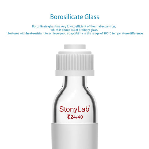StonyLab Thermometer Inlet Adapter with 24/40 Inner Joint, 80mm Height for Distillation Apparatus