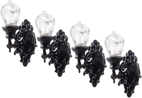 4 1:12 Yardwe Miniature Wall Lamp - Pcs Scale Led Dollhouse Wall Sconces Tiny Lights for Miniature House Accessories