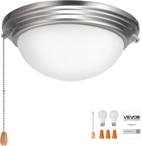 750lm 3000K 2 Bulbs, VEVOR Ceiling Fan Light Kit, Fan Light Kit with Pull Chain, LED Modern Replacement Fixture