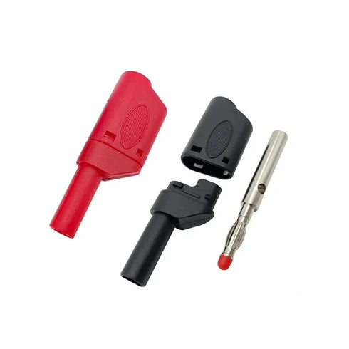 Qingdinu 20PCS 4mm Stackable Banana Plug Sheath Retractable Solder Connector Nickel-Plated Lantern Red Black(Red)